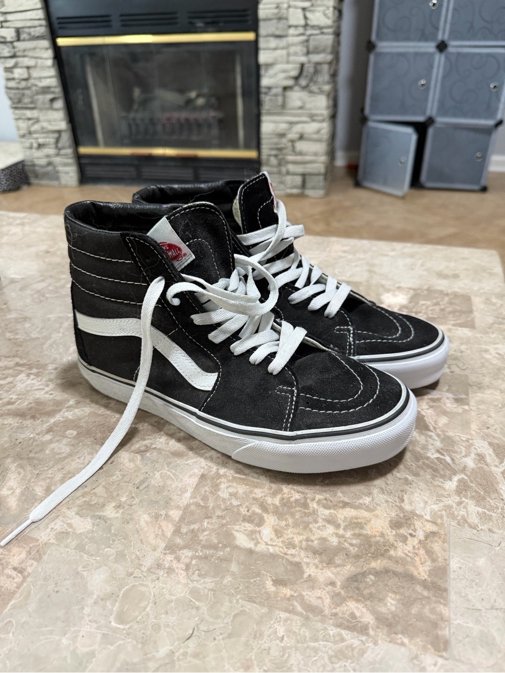 Vans Black and White Sk8-Hi Classic High-Top Sneakers
